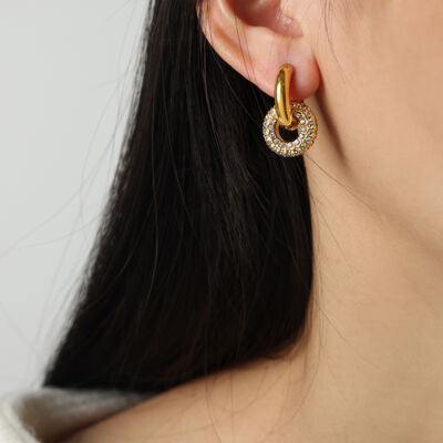 Titanium Steel Inlaid Zircon Double-Hoop Earrings - Flyclothing LLC