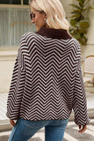 Striped Collared Neck Buttoned Pullover Sweater - Trendsi - Flyclothing LLC
