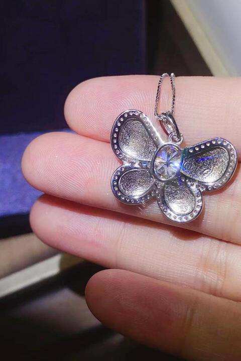1 Carat Moissanite Butterfly Pendant Necklace - Trendsi - Flyclothing LLC
