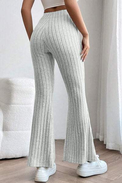 Basic Bae Full Size Ribbed High Waist Flare Pants - Trendsi - Flyclothing LLC