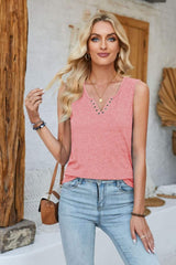 Heathered Notched Wide Strap Tank - Trendsi - Flyclothing LLC