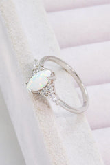Opal and Zircon Platinum-Plated Ring - Flyclothing LLC