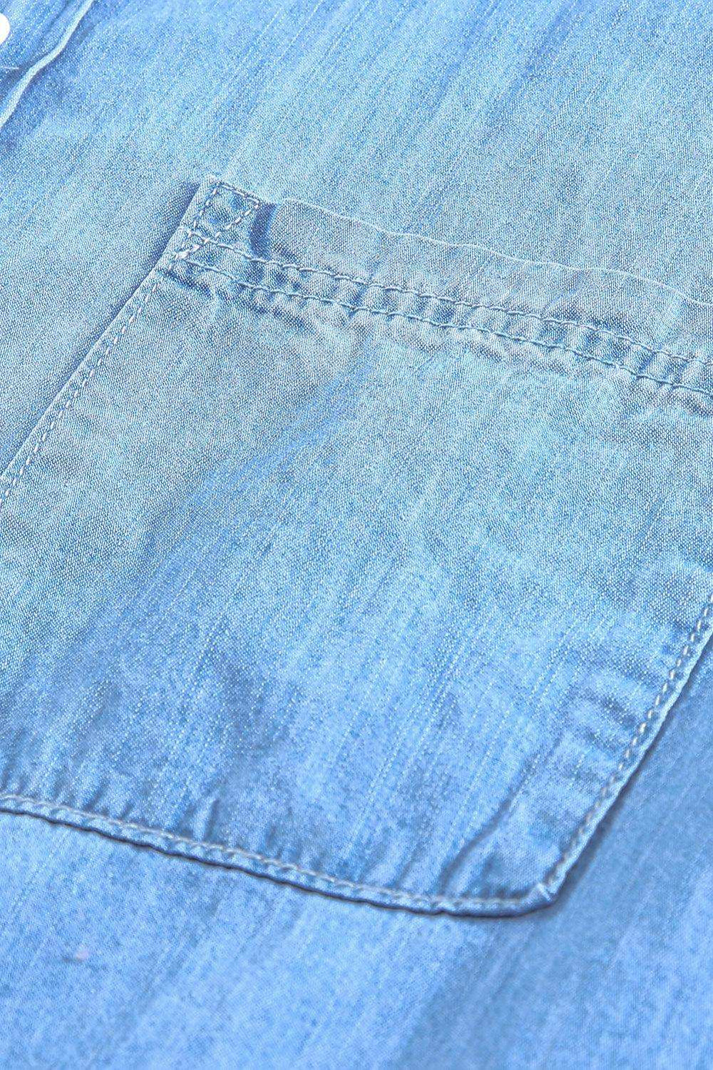 Button Front Collared Short Sleeve Shirt - Trendsi - Flyclothing LLC