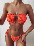 Frill Trim Ruched Bikini Set - Trendsi