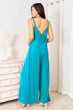 Double Take Full Size Soft Rayon Spaghetti Strap Tied Wide Leg Jumpsuit - Trendsi - Flyclothing LLC