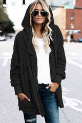 Teddy Hooded Jacket with Pockets - Trendsi - Flyclothing LLC