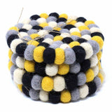 Hand Crafted Felt Ball Coasters from Nepal: 4-pack, Mustard - Global Groove (T) - Global Groove - Flyclothing LLC