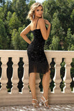 Spaghetti Strap Fringe Trim Dress - Trendsi