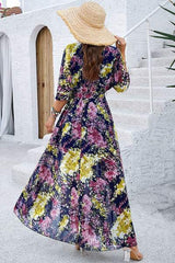 Printed Tied Half Sleeve Slit Dress - Trendsi - Flyclothing LLC