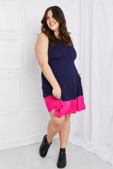 Yelete Full Size Two-Tone Sleeveless Mini Dress with Pockets - Trendsi - Flyclothing LLC
