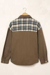 Plaid Collared Denim Jacket - Trendsi - Flyclothing LLC