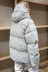 Pocketed Zip Up Hooded Puffer Jacket - Trendsi - Flyclothing LLC