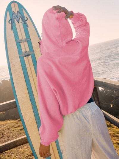 Half Zip Pocketed Dropped Shoulder Hoodie - Trendsi - Flyclothing LLC