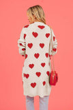 Heart Graphic Open Front Cardigan with Pockets - Trendsi