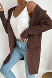 Ribbed Open Front Hooded Cardigan with Pockets - Trendsi - Flyclothing LLC