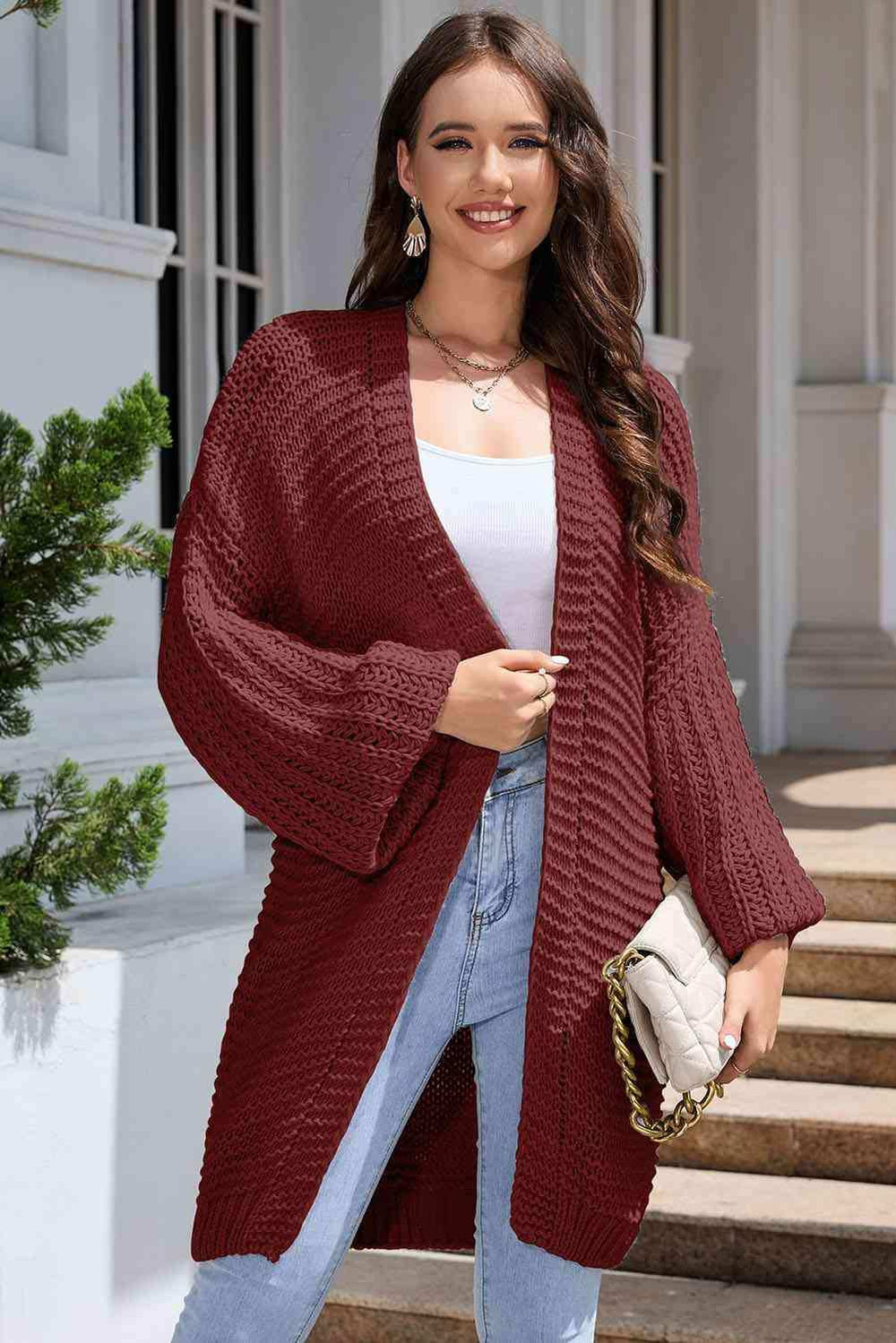 Open Front Longline Cardigan - Trendsi - Flyclothing LLC
