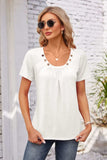 Decorative Button Scoop Neck T-Shirt - Trendsi - Flyclothing LLC