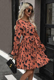 Tie-Waist Printed Pleated Mini Dress - Flyclothing LLC