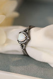 Opal Heart Black Gold-Plated Ring - Trendsi