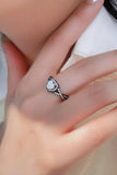 Opal Heart Black Gold-Plated Ring - Trendsi