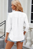 Eyelet Notched Knit Jacquard Top - Trendsi