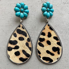 Turquoise Flower Teardrop Earrings - Flyclothing LLC