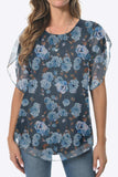Printed Round Neck Curved Hem Blouse - Trendsi - Flyclothing LLC