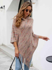 Fringe Hem Hooded Poncho - Trendsi