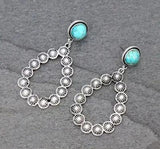 Artificial Turquoise Teardrop Earrings - Trendsi