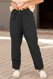 Button Detail Elastic Waist Pocket Pants - Trendsi