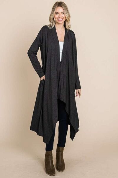 Culture Code Open Front Longline Cover Up with Pockets - Trendsi