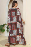 Printed V-Neck Split Maxi Dress - Trendsi