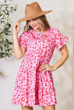 Double Take Short Flounce Sleeve Tiered Dress - Trendsi