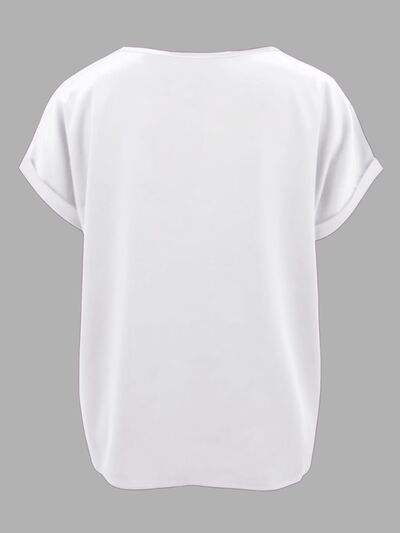 Round Neck Short Sleeve T-Shirt - Trendsi - Flyclothing LLC