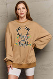 Simply Love Full Size MERRY AND BRIGHT Graphic Sweatshirt - Trendsi