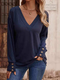 V-Neck Long Sleeve Top - Trendsi - Flyclothing LLC