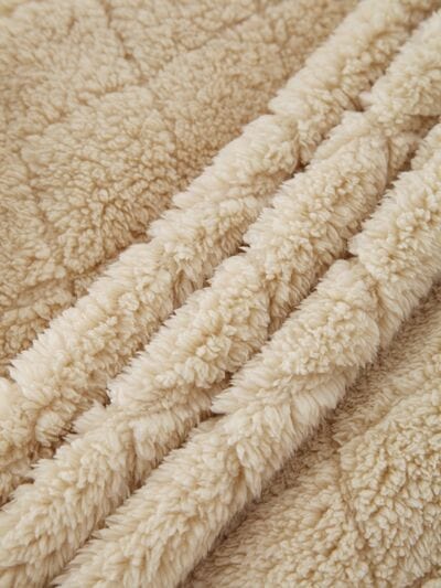 Fuzzy Pocketed Zip Up Jacket - Trendsi