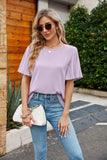 Pleated Flutter Sleeve Round Neck Blouse - Trendsi - Flyclothing LLC