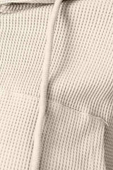 Waffle-Knit Drawstring Zip Up Hoodie - Trendsi - Flyclothing LLC