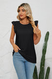 Smocked Round Neck Eyelet Top - Trendsi