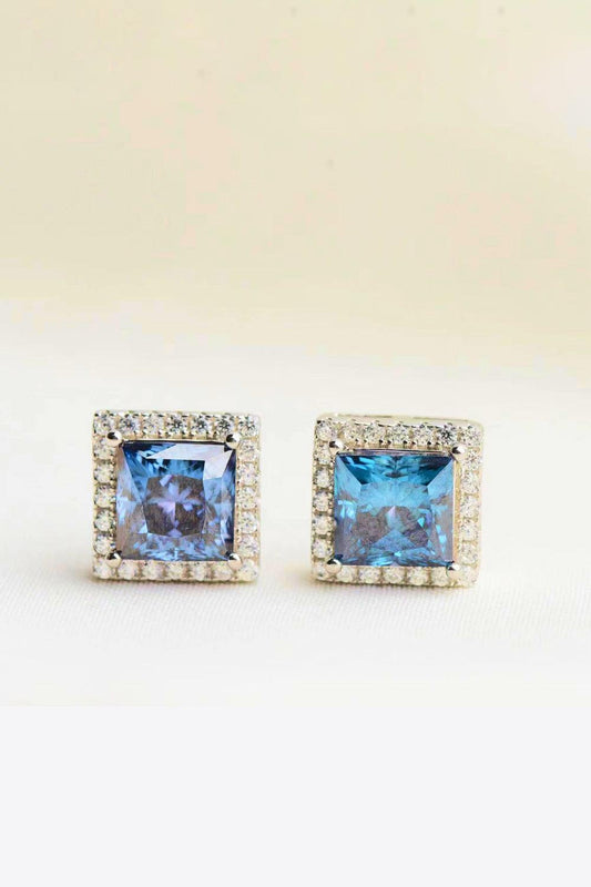 925 Sterling Silver 4 Carat Moissanite Square Earrings - Trendsi