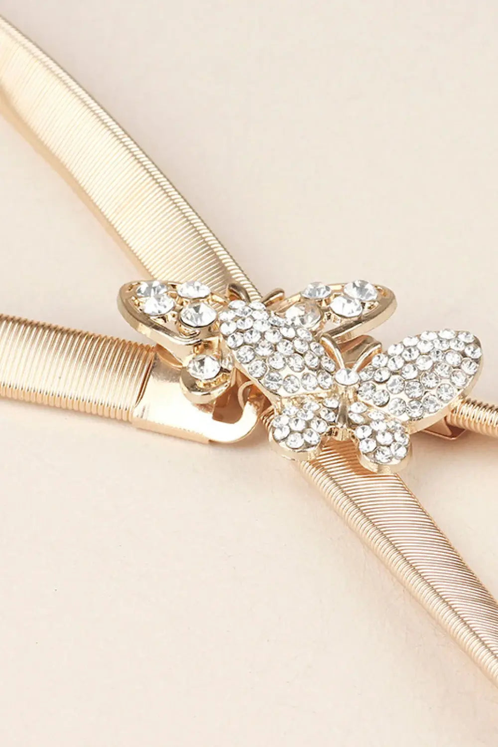 Rhinestone Butterfly Elastic Metal Belt - Trendsi - Flyclothing LLC