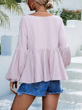 Puff Sleeve Babydoll Blouse - Trendsi