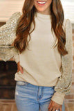 Leopard Print Long Sleeve Ribbed Knit Blouse - Trendsi - Flyclothing LLC