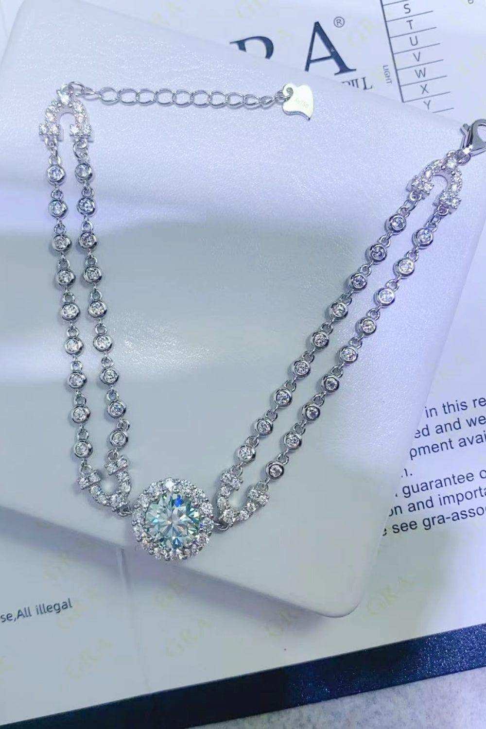 2 Carat Moissanite Double-Layered Bracelet - Trendsi - Flyclothing LLC
