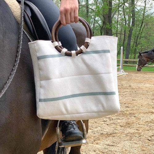 Firehose Wood Handled White Bag - Beaurer Creations - Flyclothing LLC