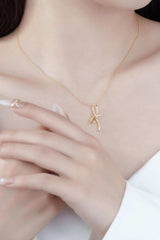 Zircon Bow Pendant Necklace - Trendsi - Flyclothing LLC