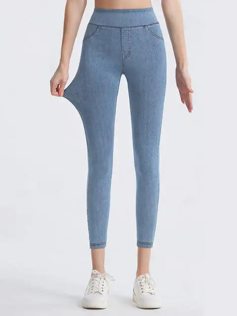 Wide Waistband Sports Leggings - Trendsi - Flyclothing LLC
