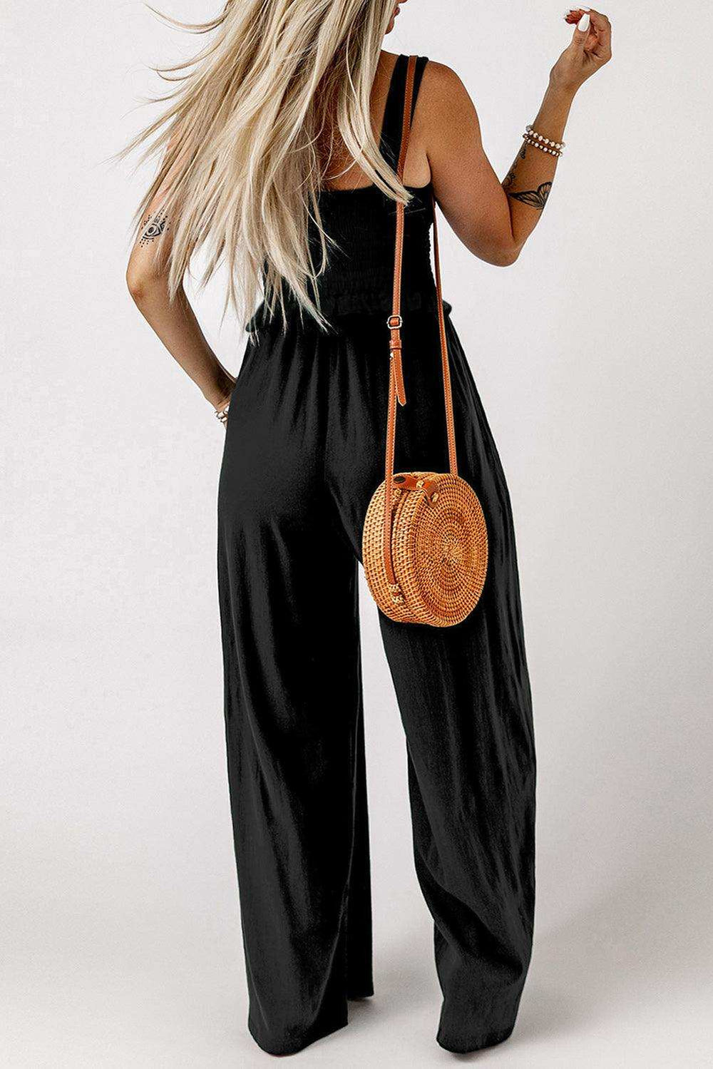 Square Neck Cropped Tank Top and Long Pants Set - Trendsi - Flyclothing LLC