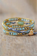 Handmade Teardrop Shape Triple Layer Beaded Bracelet - Trendsi - Flyclothing LLC